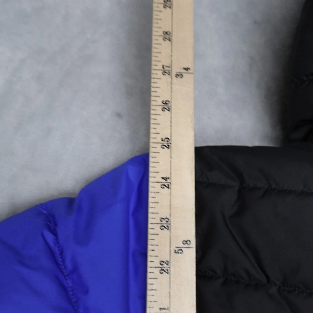 North Face Boys Large 14/16 Blue Reversible Hooded Fleece Lined Insulated Puffer